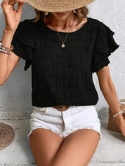 Imogen Fletcher | Ruffle-Sleeve Blouse With Pleated Detail For Women