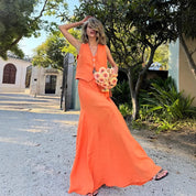 Charlotte Fairbank | Linen Vest & Maxi Skirt Set For Women