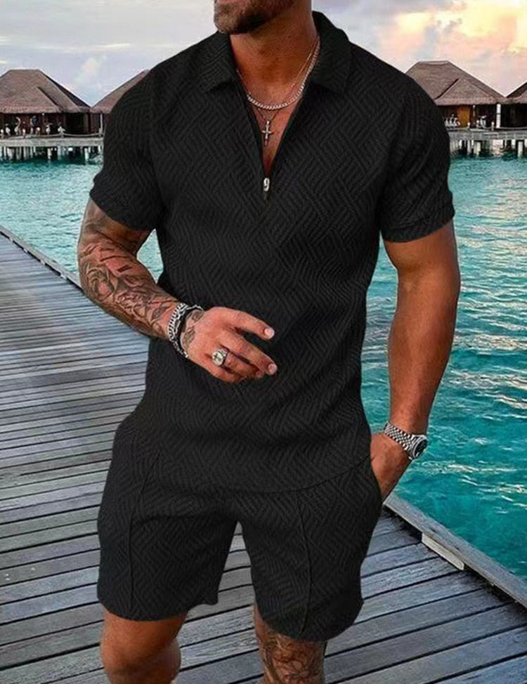 Lachlan Ferguson | Textured Polo & Shorts Set For Men