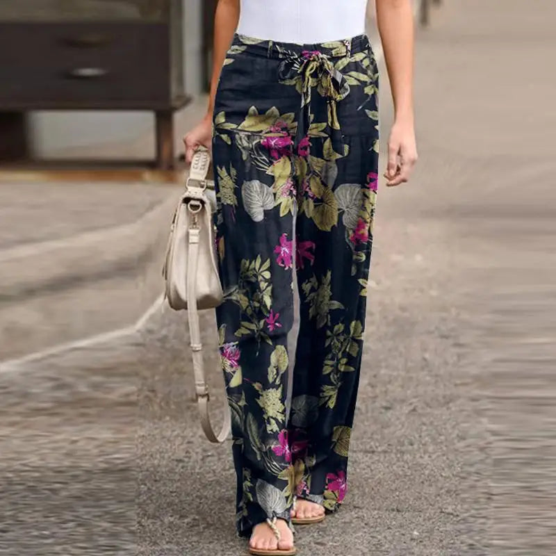 Matilda Ashworth | Floral Linen Wide-Leg Pants For Women
