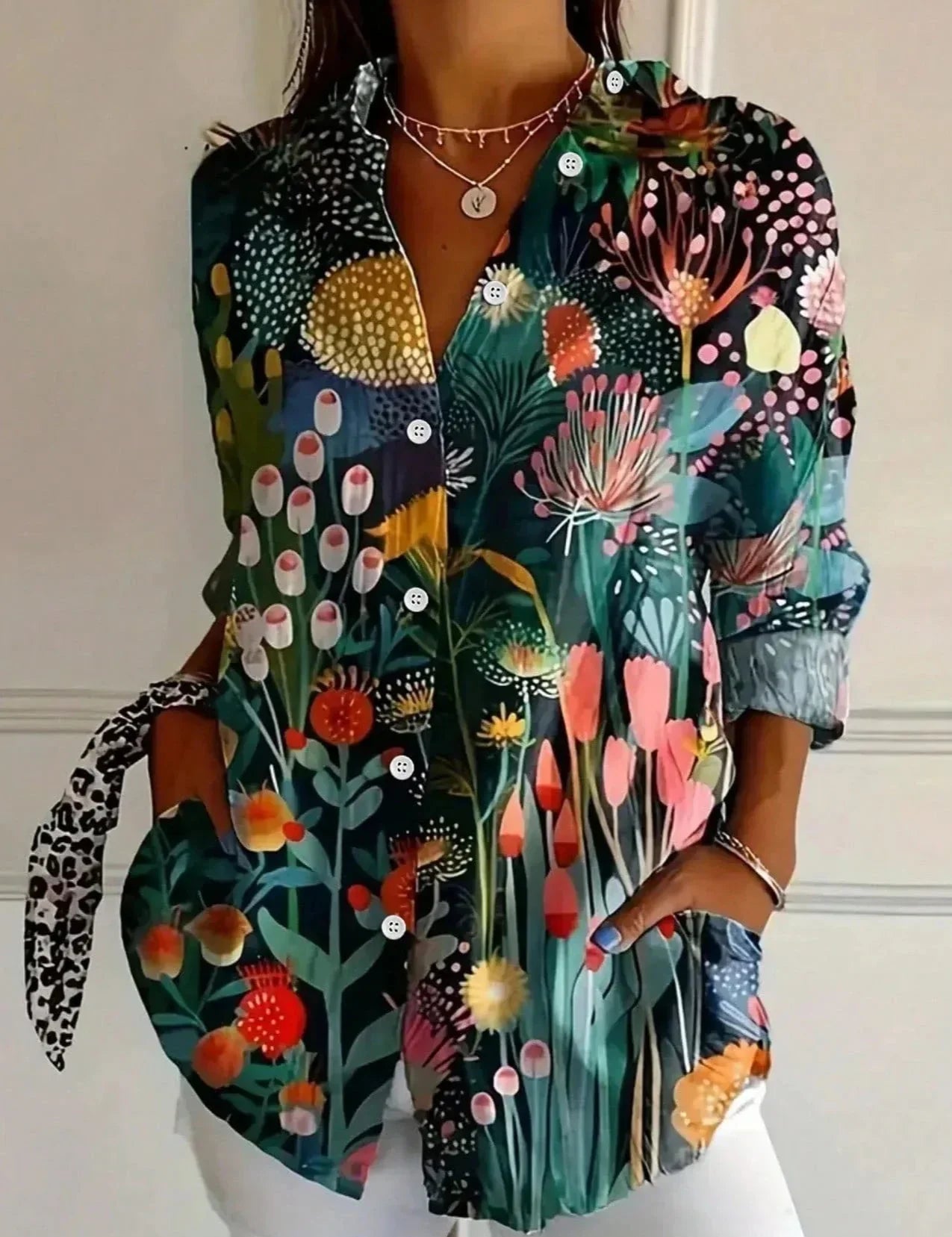 Charlotte King | Vibrant Floral Print Cotton Blouse For Women