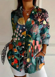 Charlotte King | Vibrant Floral Print Cotton Blouse For Women