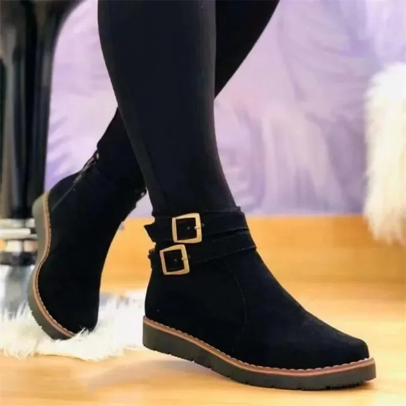Sienna Bellucci | Orthopedic Suede Buckle Boots For Women