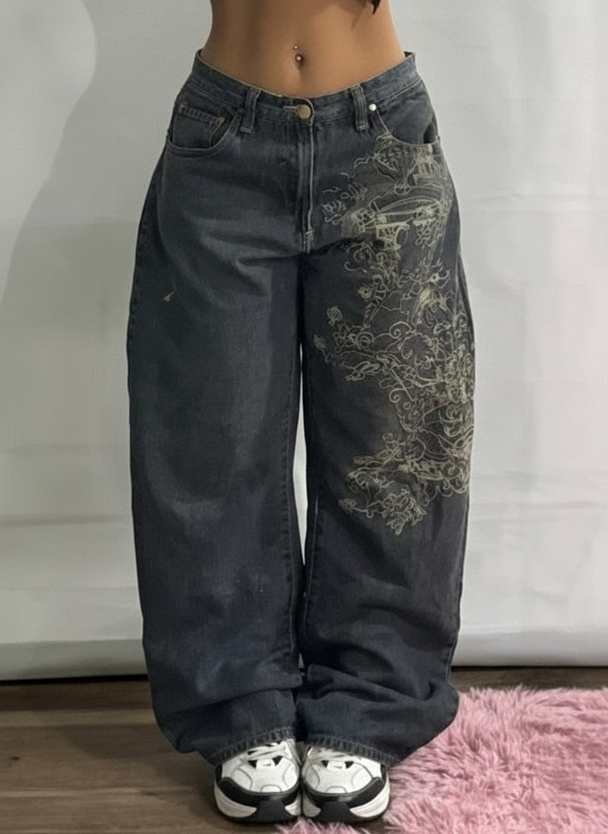 Scarlett Dubois | Retro Wide Leg Boyfriend Jeans For Women