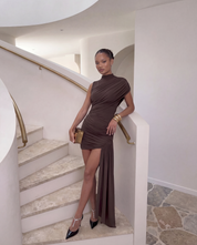 Phoebe Stirling | High Neck Asymmetric Mini Dress For Women