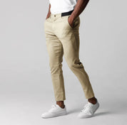 Lorcan Merefield | Navy Slim Fit Stretch Ankle Trousers For Men