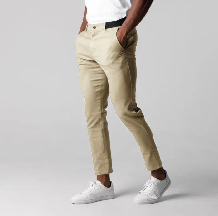 Lorcan Merefield | Navy Slim Fit Stretch Ankle Trousers For Men
