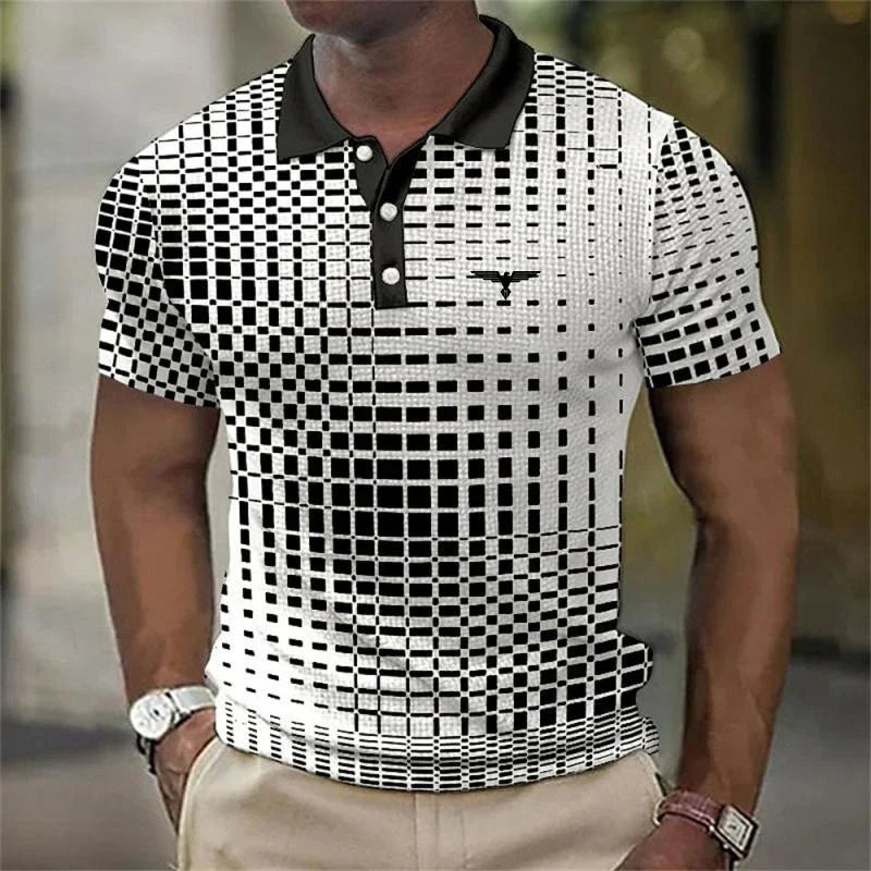 Miles Donovan | Stretch Geometric Print Polo Shirt For Men