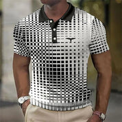 Miles Donovan | Stretch Geometric Print Polo Shirt For Men