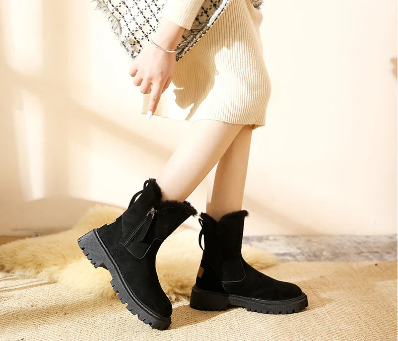 Elena Moretti | Fur Trim Winter Boots For Women