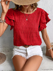Imogen Fletcher | Ruffle-Sleeve Blouse With Pleated Detail For Women