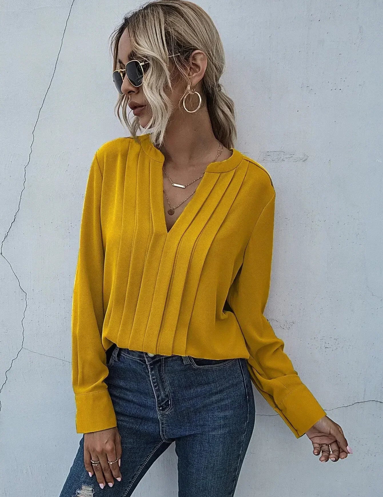 Isobel Radley | Pleated V-Neck Blouse For Women
