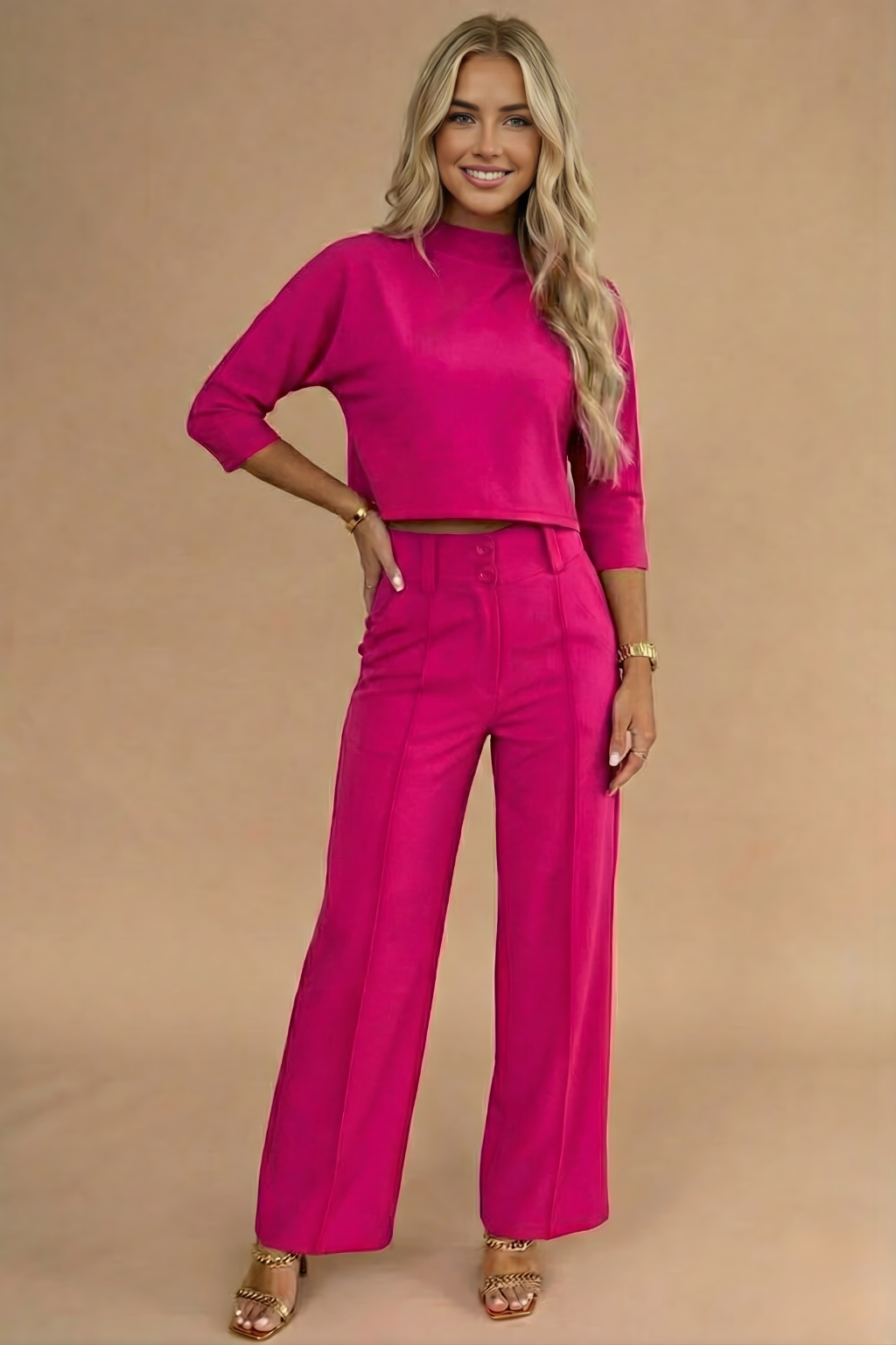 Charlotte Cooper | Cropped Top & High-Waisted Trousers Set For Women