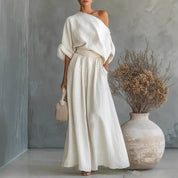 Sophia Reynolds | One Shoulder Linen Maxi Set For Women