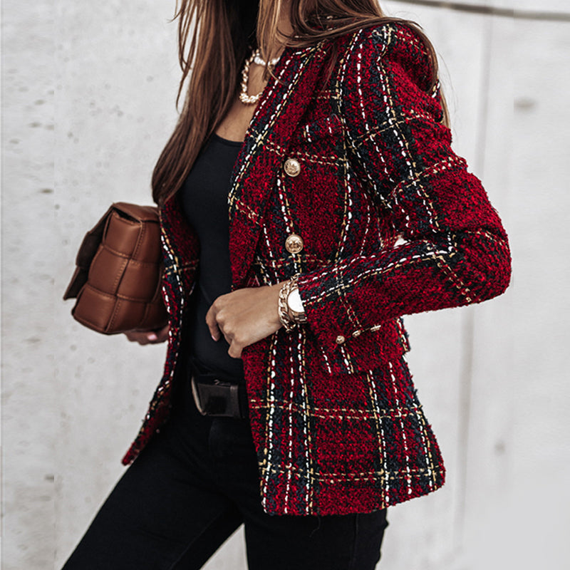 Camille Dubois | Tweed Check Blazer Jacket For Women