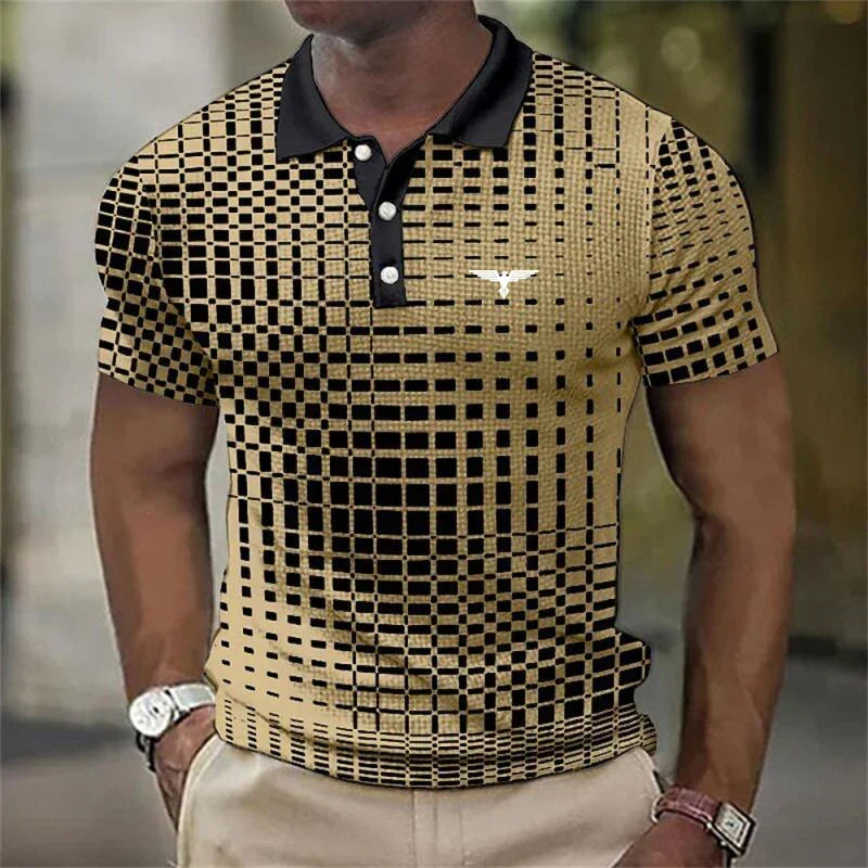 Miles Donovan | Stretch Geometric Print Polo Shirt For Men