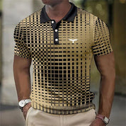 Miles Donovan | Stretch Geometric Print Polo Shirt For Men