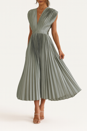 Sienna Moretti | Pleated Satin Midi Dress For Women