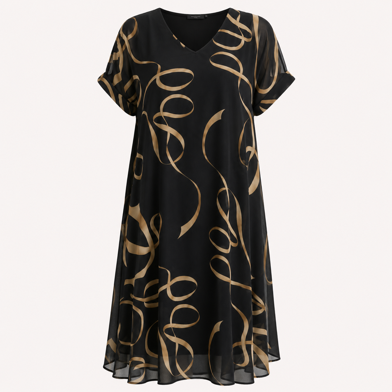 Tara Wyndham | V-Neck Batwing Bow Print Midi Dress For Women