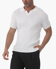Luca Bianchi | Ribbed Knit Polo with Sculpted Fit For Men