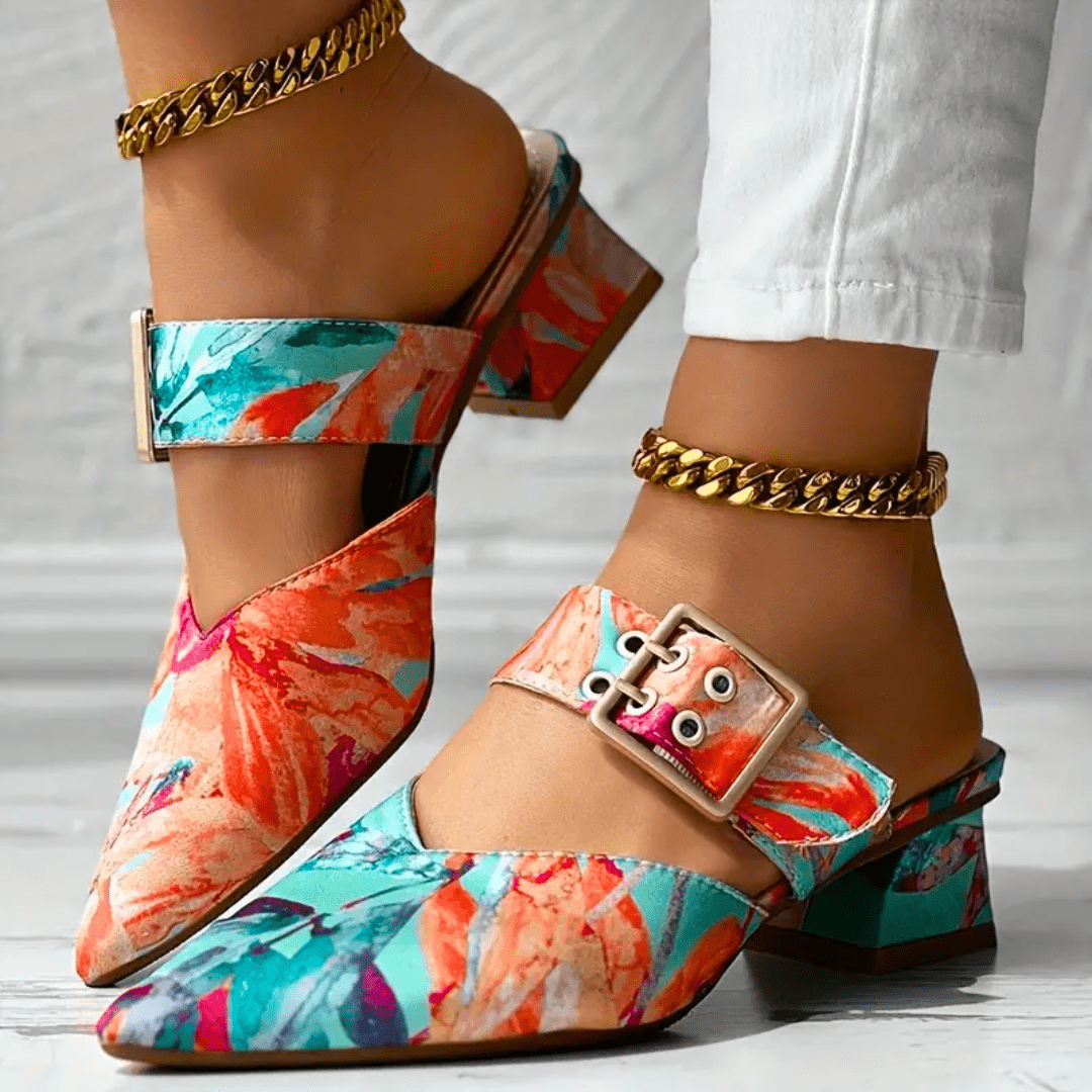 Virelle Edge | Artistic Buckle Heel Mules