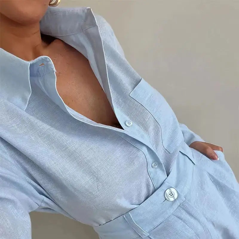 Amelia Turner | Linen Long Sleeve Playsuit For Women