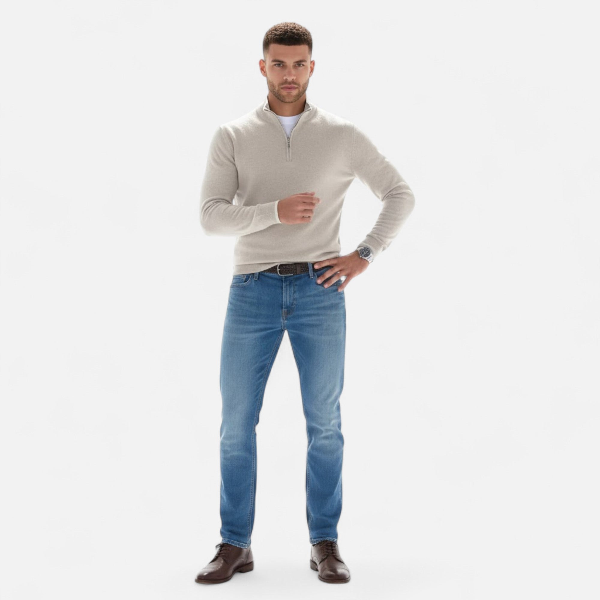 Luca Bellini | Heritage Zip Knit Sweater For Men
