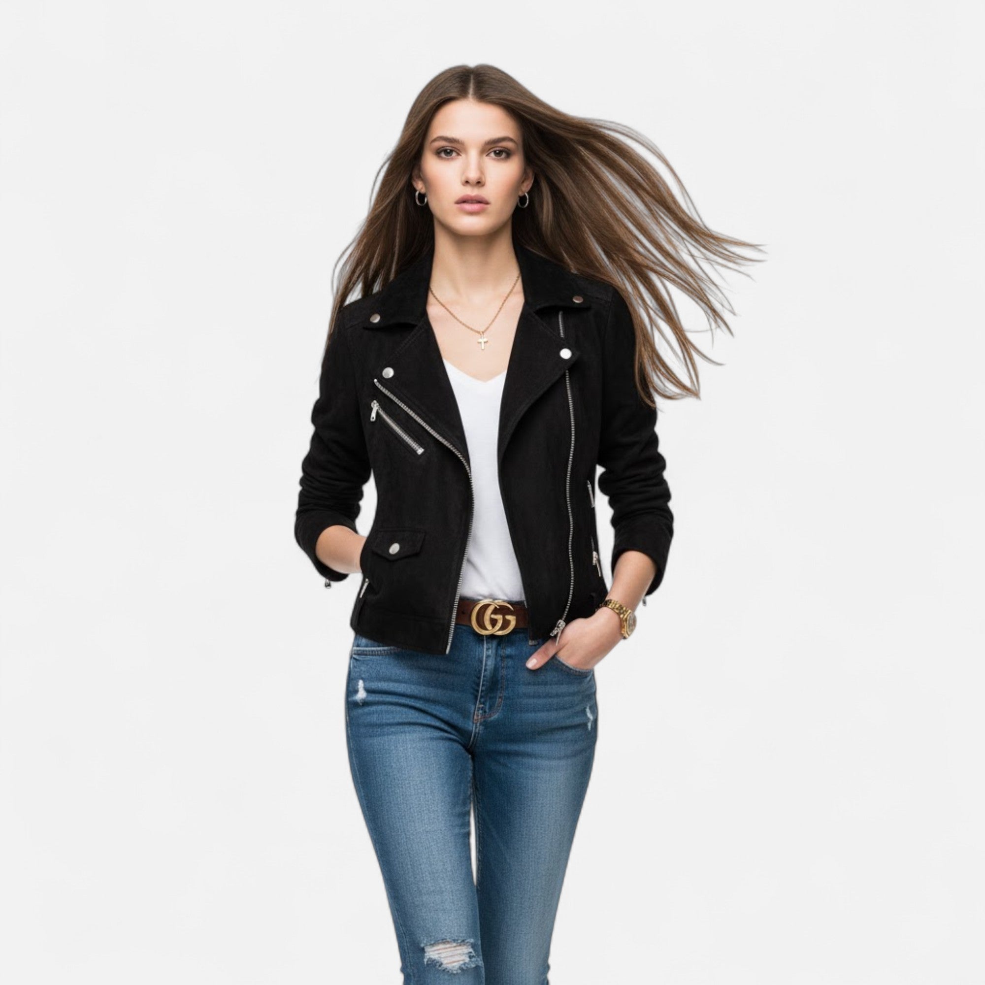 Camille Laurent | Slim Zip Moto Jacket For Women