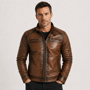 Vincent Moretti | Classic Leather Biker Jacket For Men