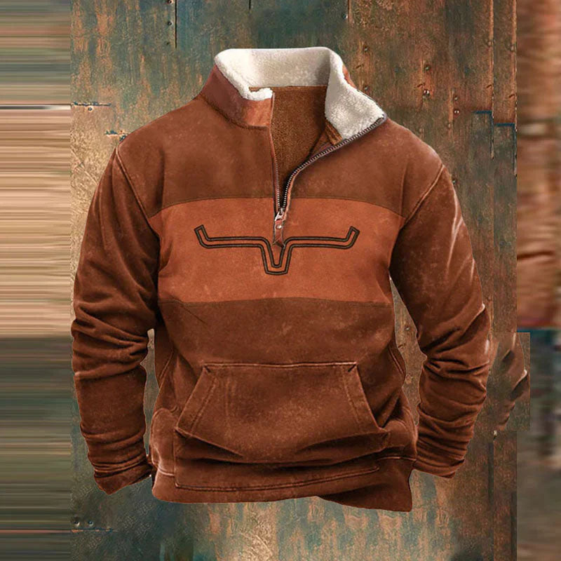 Nathan Cooper | Western Aztec Quarter-Zip Fleece Sweater For Men