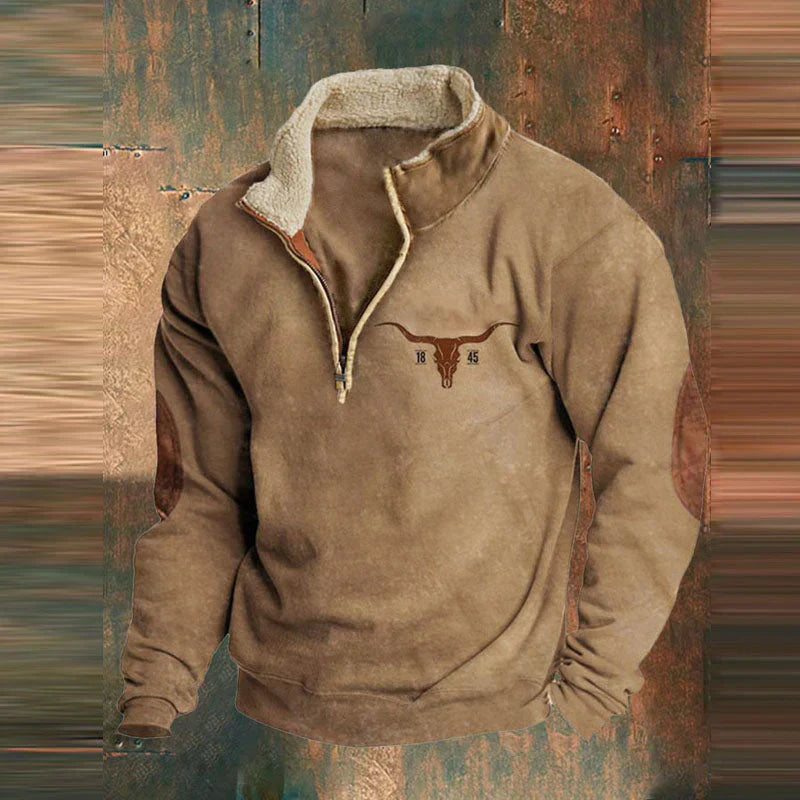 Nathan Cooper | Western Aztec Quarter-Zip Fleece Sweater For Men