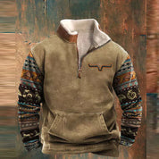Nathan Cooper | Western Aztec Quarter-Zip Fleece Sweater For Men