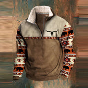 Nathan Cooper | Western Aztec Quarter-Zip Fleece Sweater For Men