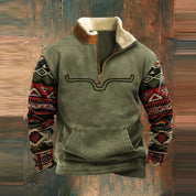 Nathan Cooper | Western Aztec Quarter-Zip Fleece Sweater For Men