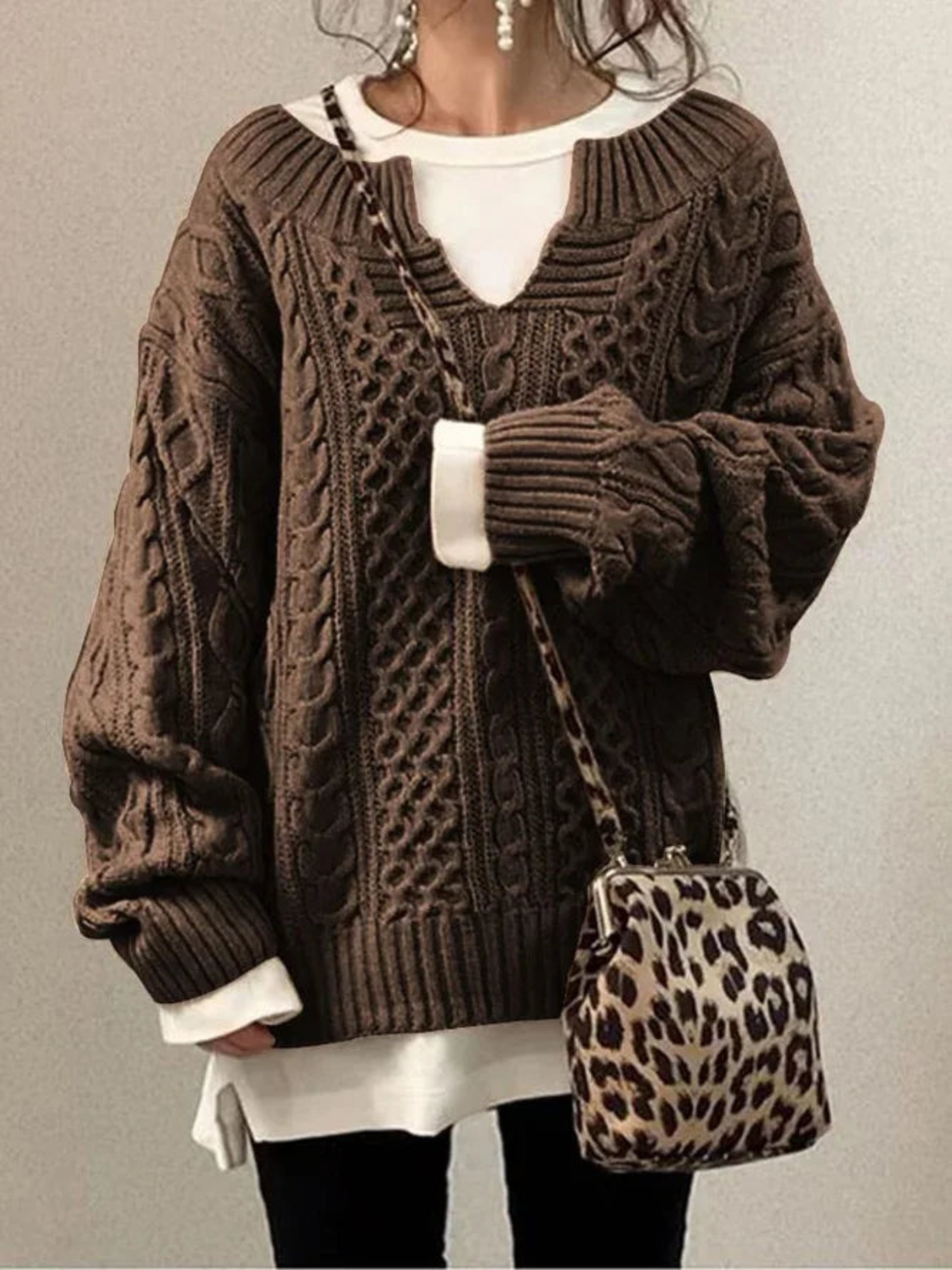 Vivienne Moreau | Oversized Cable Knit Sweater For Women