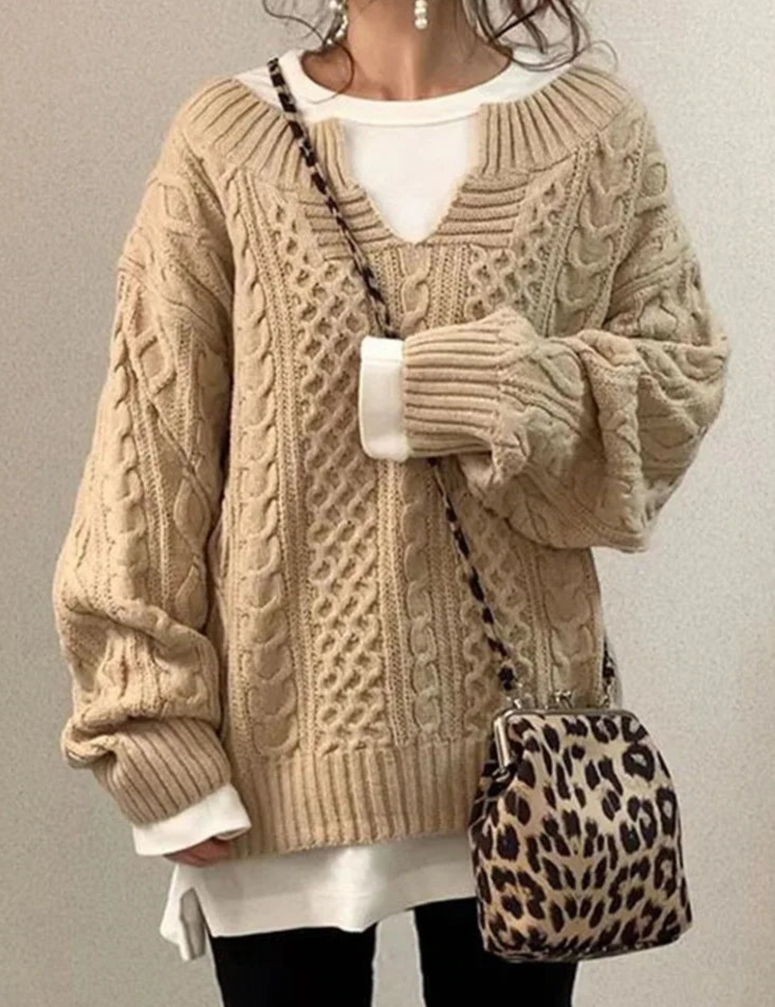 Vivienne Moreau | Oversized Cable Knit Sweater For Women