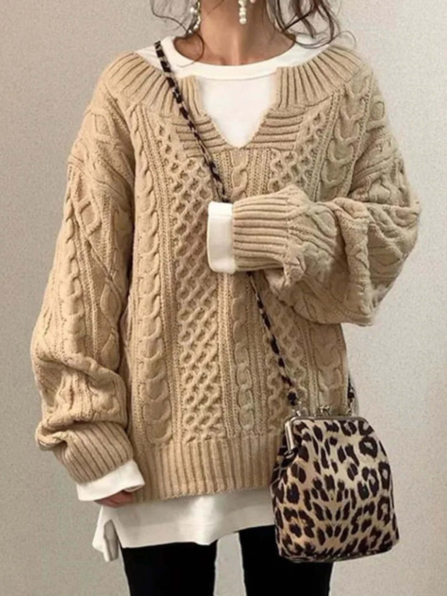 Vivienne Moreau | Oversized Cable Knit Sweater For Women
