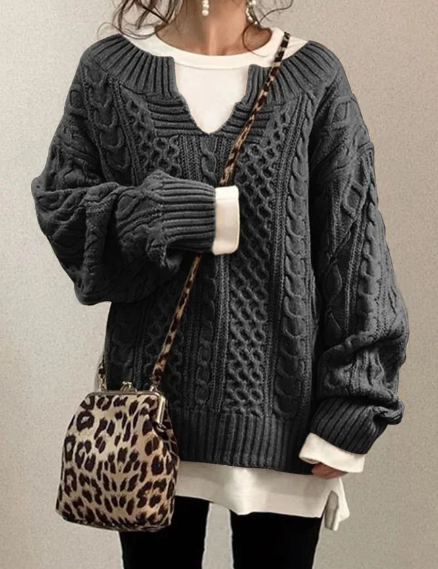 Vivienne Moreau | Oversized Cable Knit Sweater For Women