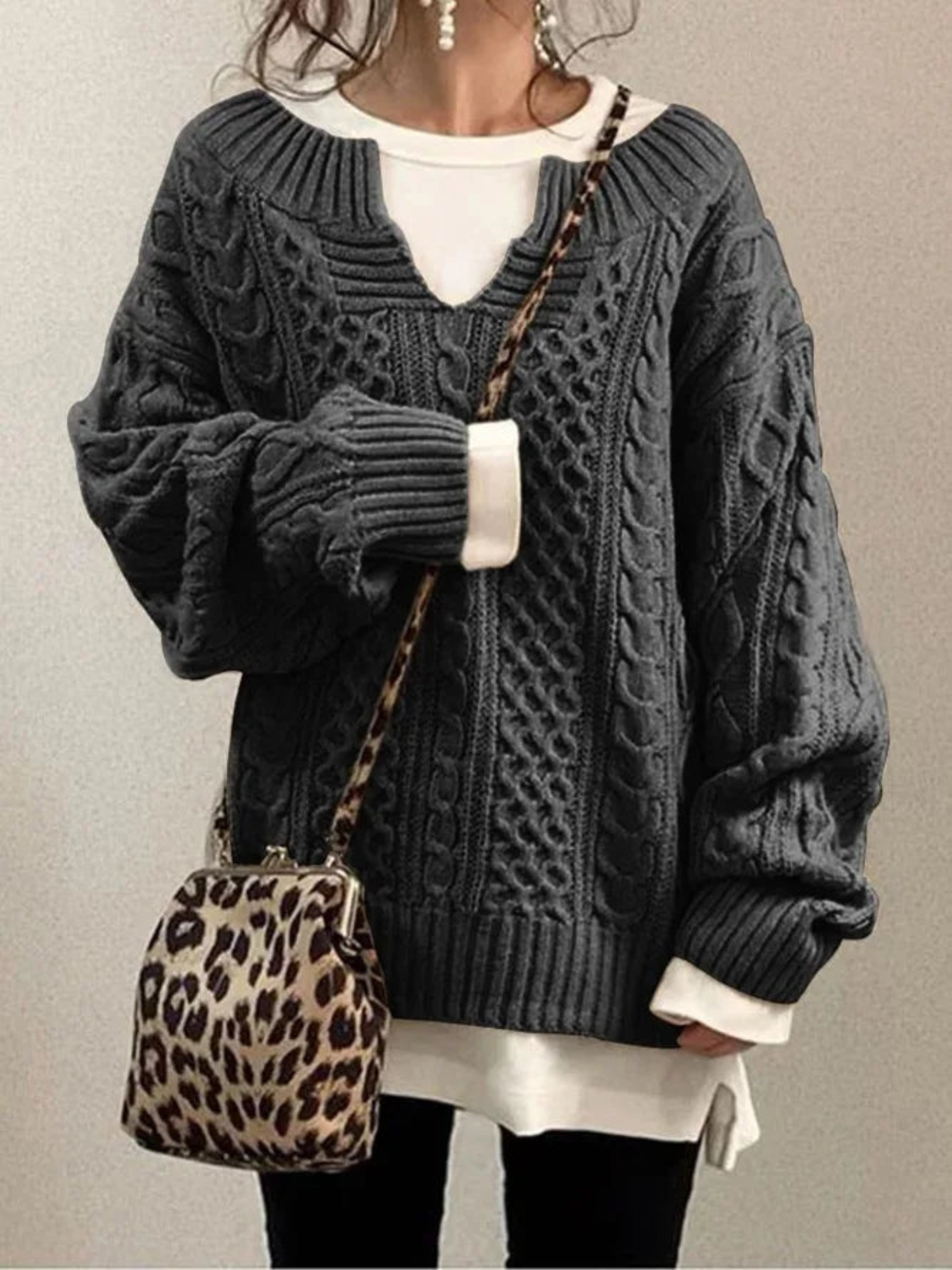 Vivienne Moreau | Oversized Cable Knit Sweater For Women