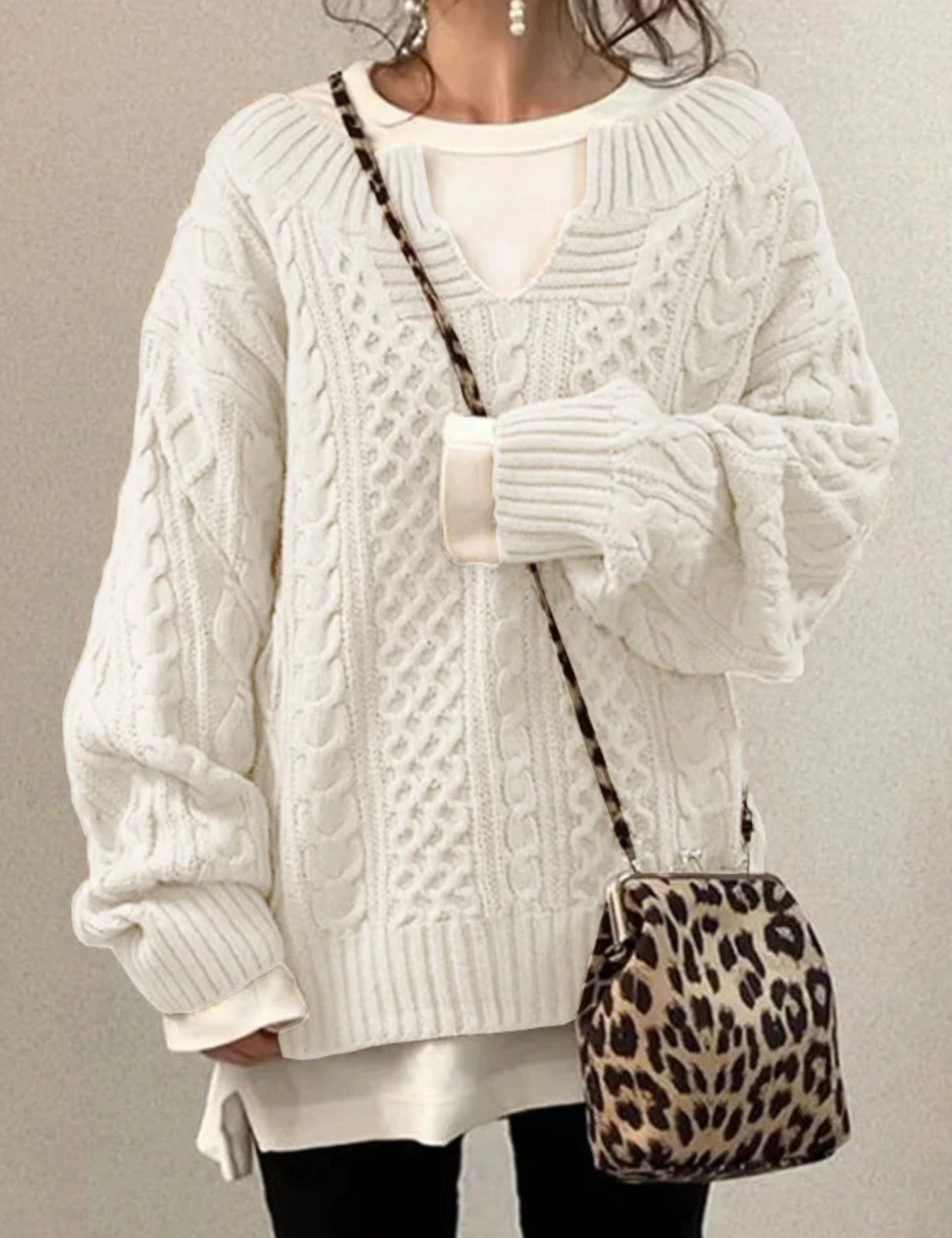 Vivienne Moreau | Oversized Cable Knit Sweater For Women