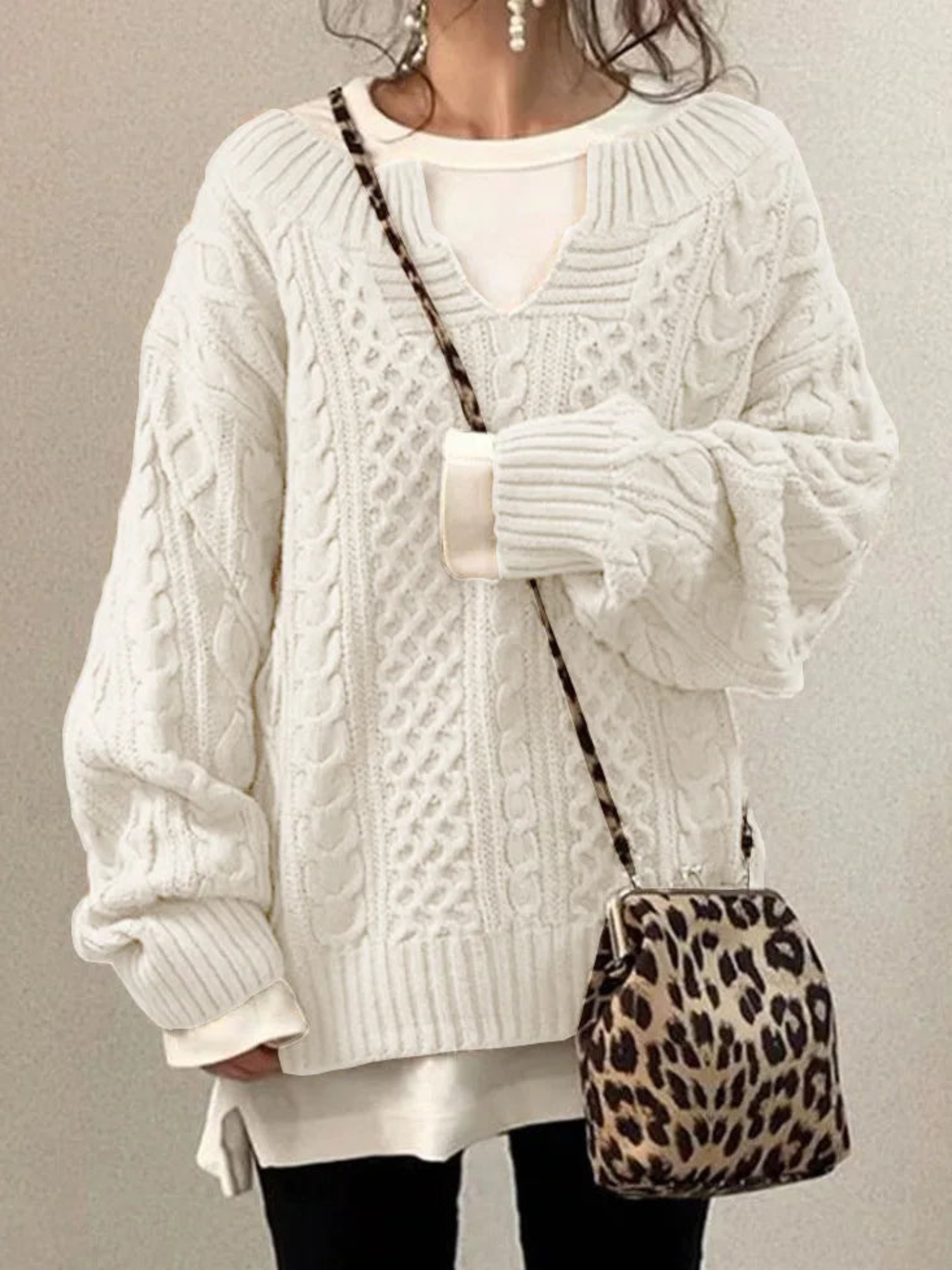 Vivienne Moreau | Oversized Cable Knit Sweater For Women
