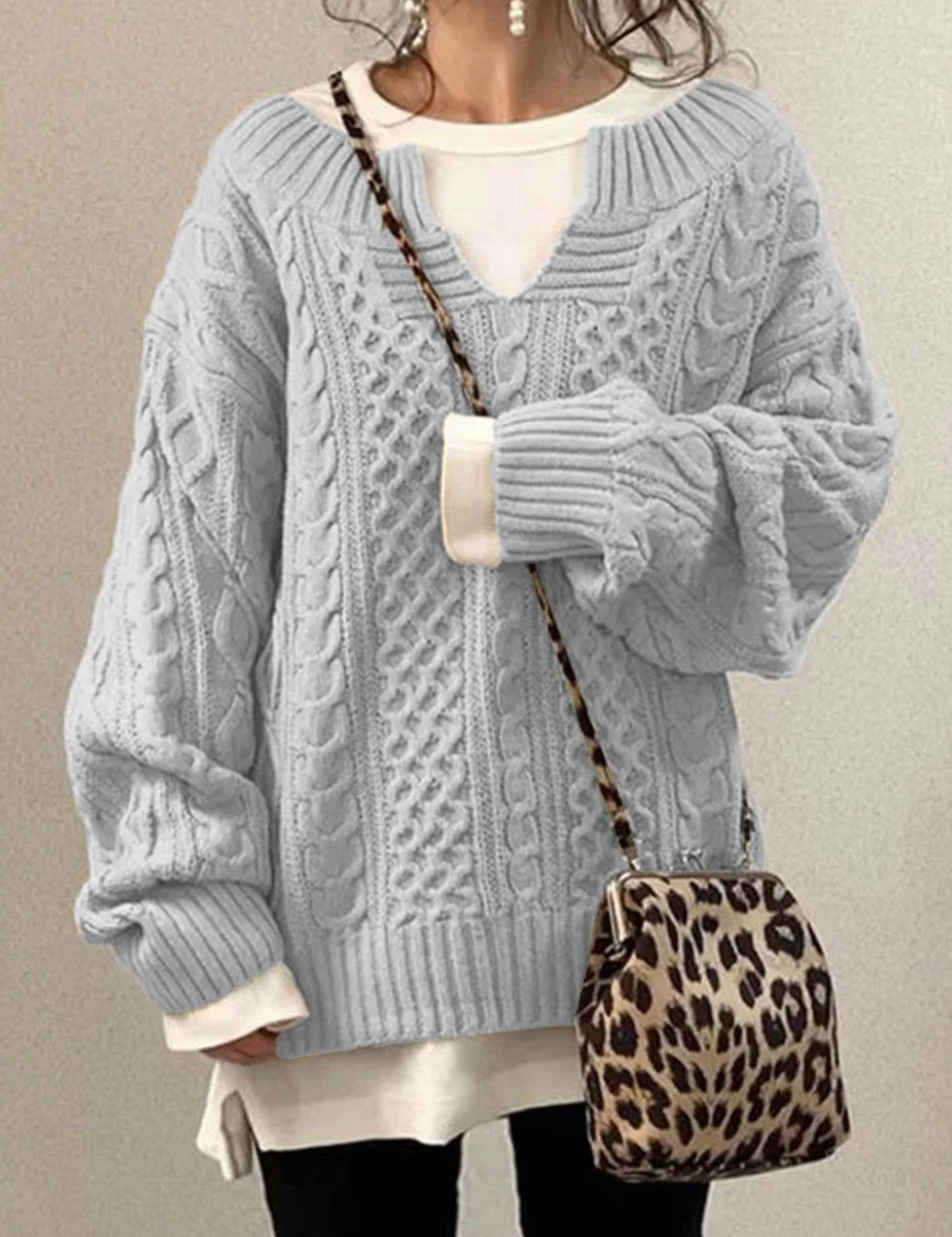 Vivienne Moreau | Oversized Cable Knit Sweater For Women