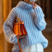 Juliette Moreau | Oversized Turtleneck Knit Sweater For Women