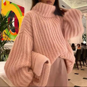 Juliette Moreau | Oversized Turtleneck Knit Sweater For Women