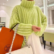 Juliette Moreau | Oversized Turtleneck Knit Sweater For Women