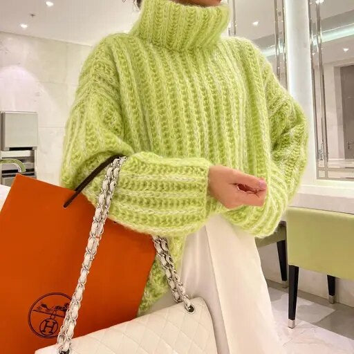 Juliette Moreau | Oversized Turtleneck Knit Sweater For Women