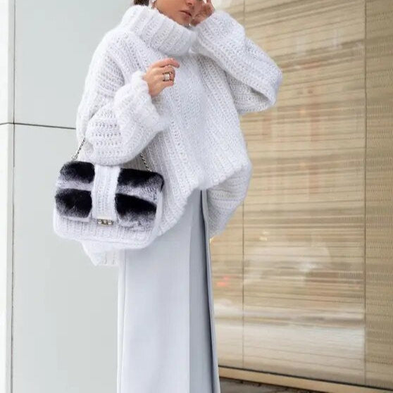 Juliette Moreau | Oversized Turtleneck Knit Sweater For Women