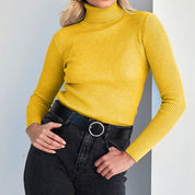 Clara Beaumont | Ribbed Turtleneck Knit Top For Women