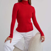 Clara Beaumont | Ribbed Turtleneck Knit Top For Women