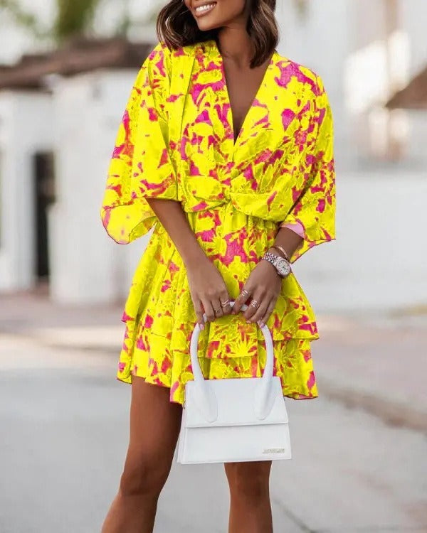 Isabella Romano | Vibrant Ruffle Mini Dress For Women